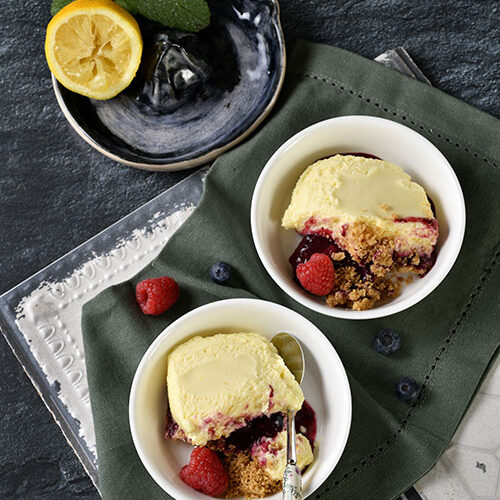Lemon-Mousse-with-Biscuit-Base-Berry-Compote